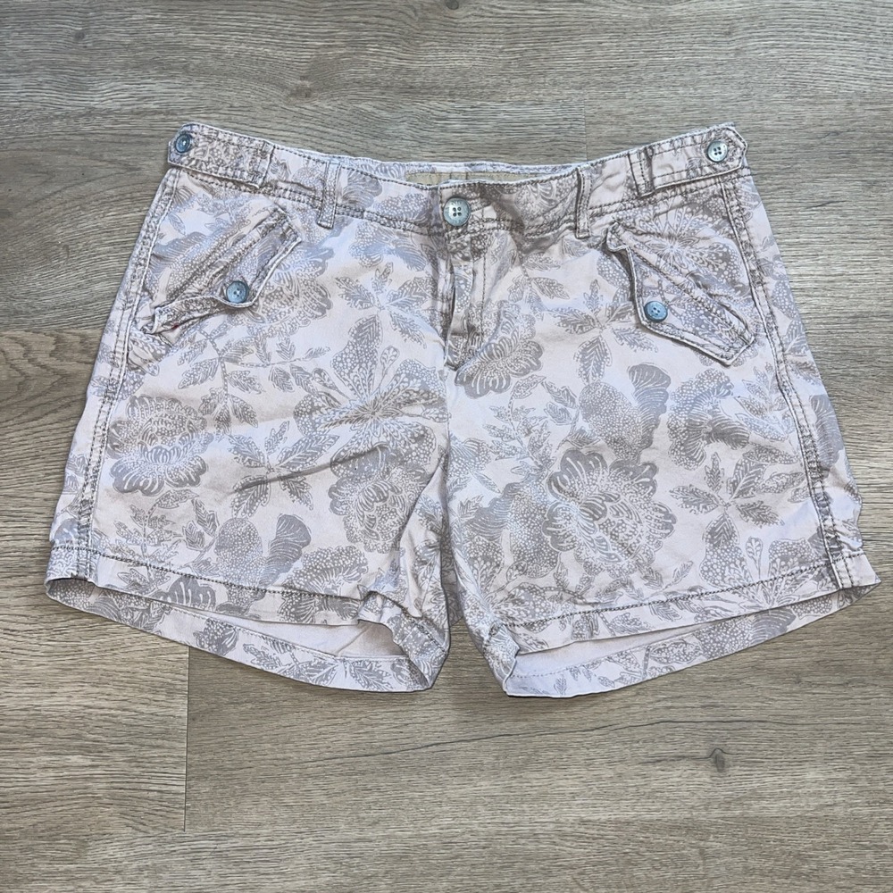 Nine West Vintage American Mid Rise Purple Print Women's Cotton Shorts 14
